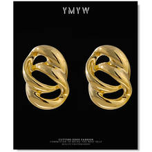 Геометрические винтажные модные круглые серьги-гвоздики YMYW, золотые металлические очаровательные медные серьги в стиле панк, ювелирные изделия для женщин, подарок на вечеринку 2024 - купить недорого