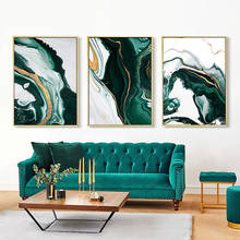 Modern Abstract Gold foil lines Green Canvas Art Paintings For Living Room Bedroom Posters And Prints Wall Poster Home Decor 2024 - buy cheap