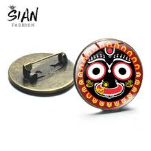 Sian senhor jagannath crachás yoga om puri índia deus hindu cabochão de vidro bronze chapeado broche pinos feminino roupas da menina decorações 2024 - compre barato