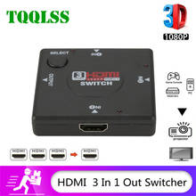 HDMI-разветвитель TQQLSS 3-в-1 с выходом, 3 порта, автоматический переключатель 3x1 1080p HD 1,4 с пультом дистанционного управления для HDTV XBOX360 PS3 2024 - купить недорого