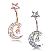 1PC 316L Stainless Steel 14g Belly Rings Moon Star Crystal Belly Button Rings Navel Piercing Nombril Ombligo Body Jewelry 2024 - buy cheap