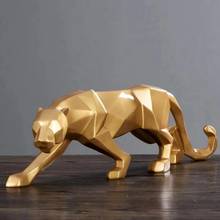 Resin Leopard Sculpture Home Office Desktop Decoration Gift Panther Statue Animal Figurine Abstract Geometric Style 2024 - buy cheap