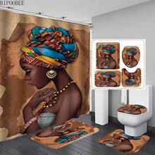 Conjunto de cortinas de banheiro feminino lindo, africano, antiderrapante, tapete, decoração da casa, tecido, cortina com ganchos 2024 - compre barato