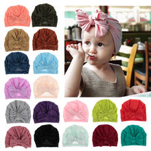 Yundfly Baby Cotton Blend Turban Hats Soft Rabbit Bowknot Kids Caps Children Girls Elastic Headwrap Baby Hair Accessories 2024 - buy cheap