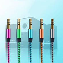 Aluminum alloy male to male audio cable 3.5mm audio cable aux color braided recording line car universal cable 2024 - buy cheap