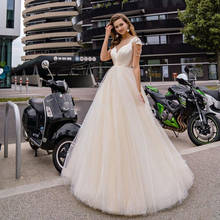Eightale Wedding Dresses 2020 Cap Sleevs Scoop Lace Appliques A Line  Open Back Princess Bridal Gowns Beading Vestidos De Noiva 2024 - buy cheap