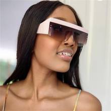 Semi Rimless Conjoined Overszied Sunglasses Women Men Luxury Brand Designer Flat Top Style Sun Glasses Big Frame Beige Shades 2024 - buy cheap