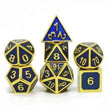 metal dice dnd dices set rpg polyhedral solid rpg dices table games Zinc alloy Golden and blue digital d&d dice 7pcs 2024 - buy cheap