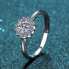 Passed Diamond Test Excellent Moissanite  Lotus Flower Type Ring 925 Sterling Silver Perfect Cut 0.5 Ct Gem Ring Fashion Wedding 2024 - buy cheap
