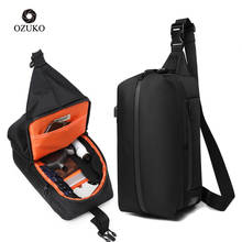 OZUKO-Bolso cruzado con carga USB para hombre, bolsa de pecho deportiva de alta capacidad, resistente al agua, bandolera para adolescentes 2024 - compra barato