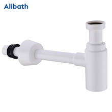 Bottle Trap Round Siphon ABS Plastic P-TRAP Bathroom Vanity Basin Pipe Waste White Pop Up Drain with Over Flow. 2024 - buy cheap