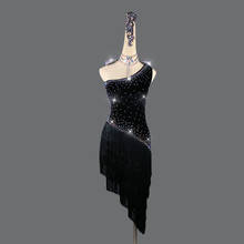 Платье латинского танца без рукавов женское черное сальса латинское платье латинское платье для девушек женщина Сексуальный танец юбка соревновательный костюм 2024 - купить недорого