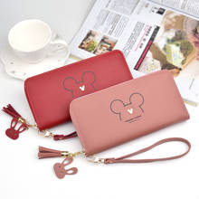 Carteira feminina longa da disney, nova moda japonesa coreana para celular, bolsa de celular com grande capacidade, pequena bolsa de mão com zíper 2024 - compre barato