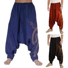 Plus Size 3XL Men Stylish Drawstring Drop Crotch Ankle Tied Baggy Trousers Long Harem Pants Casual Vintage Long Pants Summer 2024 - buy cheap