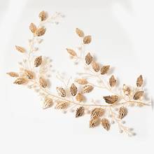 Diademas de hojas doradas hechas a mano para mujer, accesorios para el cabello de boda, horquillas de perlas, diadema, joyería para el cabello 2024 - compra barato