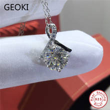 Geoki colar pingente de moissanite 925 prata esterlina, corte perfeito 1 ct d, vvs1, laço, corrente de luxo 2024 - compre barato