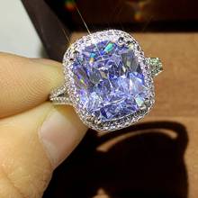 US Size 5-10 Sparkling Dove Egg Big CZ Stone Luxury Jewelry 925 Sterling Silver Cushion Shape White 5A Zircon Party Wedding Ring 2024 - buy cheap