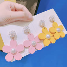 1pair/lot 2020 New Fashion Temperament Pearl Colorful Flower Earrings Needle Stud Earrings For Women Girls Party Jewelry Gift 2024 - buy cheap