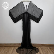 Don&Judy Black Maternity Tulle Dress Photo Shoot with Tassels Maternity Gown Photography Pregnancy Long Sleeve Tulle Photoshoot 2024 - buy cheap