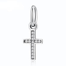 Symbol Of Faith Cross Pendant Charm fit Lady Bracelet Bangle Authentic S925 Silver Bead  DIY Jewelry Clear CZ 2024 - buy cheap