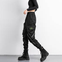 Women Fashion Streetwear Cargo Pants Black Ankle Length Elastic Waist Joggers Female Loose Trousers Casual Women Harem Pants 2024 - buy cheap