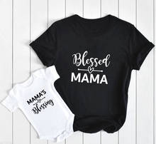 1pcs Mommy and Me Shirts Mama's Blessing Blessed Mama Shirt Baby Shower Gift Mama and Son Daughter Matching T-Shirts Family Look 2024 - buy cheap