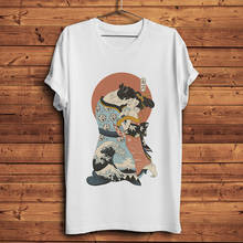 Camiseta estilo ukiyoe, camisa curta masculina casual, branca, vintage, de gustav klimt, moda de rua 2024 - compre barato