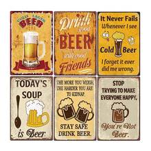 Placa de cerveja vintage, placa de latão de metal, pôster de ferro, pintar, bar, clube, parede, decoração de casa, 20*30cm 2024 - compre barato