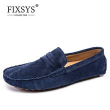 Fixsys fashoin sapatos masculinos casuais, mocassins sem cadarço para homens, leves, baixos, couro de camurça, sapatos para dirigir 2024 - compre barato