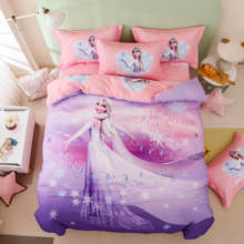 Conjunto de cama roxo rosa elsa tamanho único, edredon capa de edredom para meninas quarto tecido de algodão disney marca nome colcha 2024 - compre barato