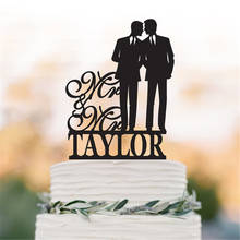 Topo de bolo de casamento personalizado, extensor de bolo para o mesmo sexo, com mr e mr, de nome personalizado 2024 - compre barato