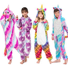 Pijama kigurumi licorne unicórnio, pijama infantil macio para meninos e meninas, roupa de dormir 4 a 12t 2024 - compre barato