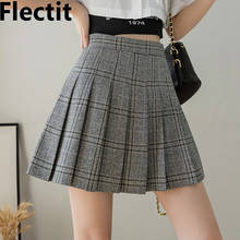 Flectit-minifalda plisada a cuadros para mujer, falda de tenis a cuadros de cintura alta, estilo Preppy y estético 2024 - compra barato