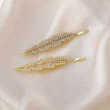 Korean Fashion Gold Color Barrettes Crystal Hair Clips For Women Elegant Imitation Pearl Leaf Hairpins Hair Accessories MS217 2024 - buy cheap