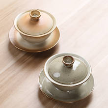 Керамический чайник чаша Gaiwan, чайная чашка 3 предмета для приготовления чая чаша Ретро внутреннего Кунг фу Чайный чаша ручной работы чайный набор кунг-фу gaiwan 2024 - купить недорого