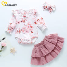 Ma & baby-conjunto de roupas para bebês recém-nascidos de 0 a 24m, primavera e outono, plissado, manga longa, macacão, saia, arco 2024 - compre barato