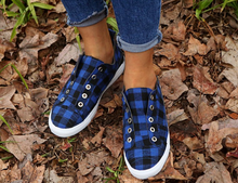 Women Shoes Student Casual Plaid slip-on Round Toe Flat Sneakers Teenagers Girls Outdoor Canvas Shoes 2024 - buy cheap