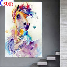 Animal diy pintura diamante completo cavalo colorido diamante mosaico desenho diamante quadrado redondo diamante bordado ponto cruz decoração 2024 - compre barato