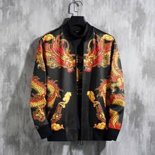 Chaqueta negra con estampado de estilo chino para Hombre, chaqueta Bomber, Vetement, talla grande 7XL, otoño 2024 - compra barato