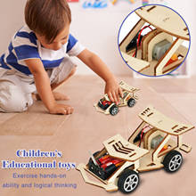 Creative Wooden DIY Electric Racing Model Kit Wood Kids Physical Science Experiments Toy Set Assembled Car Educational Toys 2024 - buy cheap