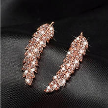 8Seasons Fashion Gold Color/Rose Gold Leaf Stud Earrings For Women Wedding Party Rhinestone Crystal Statement Earrings Jewelry 2024 - buy cheap