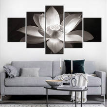 Arte da parede da lona 5 pçs flor de lótus quadros poster para o quarto casa decoração da parede pintura da lona esticado e emoldurado 2024 - compre barato