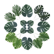 Hojas de plantas tropicales artificiales, palmera hawaiana Luau, decoración para fiesta, Aloha, jungla, playa, Decoración de cumpleaños para el hogar 2024 - compra barato