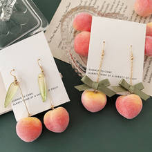 Fashion Popular Peach Pendant Earrings For Women Girls Cute simulation Fruit Charms Stud Ear Jewelry Party Gifts 2024 - buy cheap