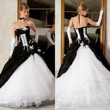 Vintage Black And White Wedding Dresses 2022 Ball Gowns Hot Sale Lace-Up Corset Victorian Gothic Plus Size Piping Bridal Gowns 2024 - buy cheap