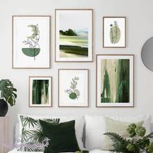 Verde Abstracto-pintura al de líneas sobre lienzo, dibujo de plantas y hojas, póster, La vida es hermosa, citas, pared, 2024 - compra barato