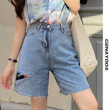 Genayooa Plus Size Short Jeans Women High Waist Denim Shorts Ripped Hole Jean Shorts Women Summer Oversize Blue Shorts Korean 2024 - buy cheap