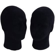 Cabeça de manequim para homens, modelo de espuma preta de poliestireno com boné expositor de loja, 2 peças preto 2024 - compre barato