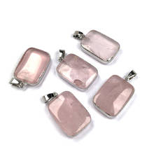 Подвески из натурального камня, прямоугольные, 18x29 мм, розовая подвеска в виде кристалла 2024 - купить недорого