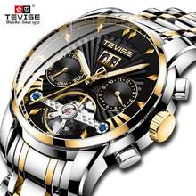 Top Luxury Brand TEVISE Automatic Mens Watches Stainless steel Tourbillon Calendar Mechanical Men Wristwatch Men Business Clock 2024 - buy cheap